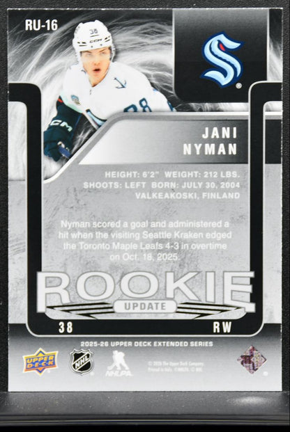 2025-26 UD Extended Series Rookie Update Jani Nyman RC 0042 /1999 0092