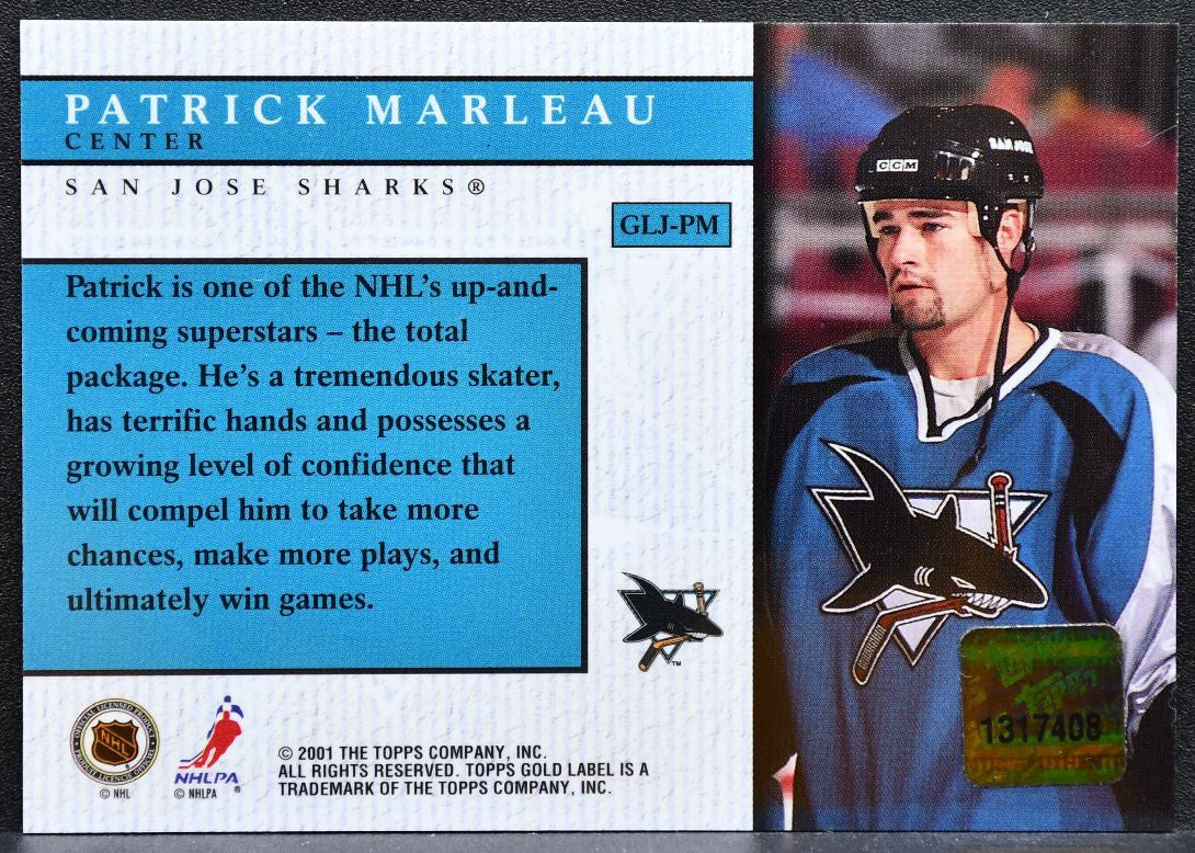 2000-01 Topps Gold Label Game-Worn Jerseys Patrick Marleau Sharks Jersey 2615