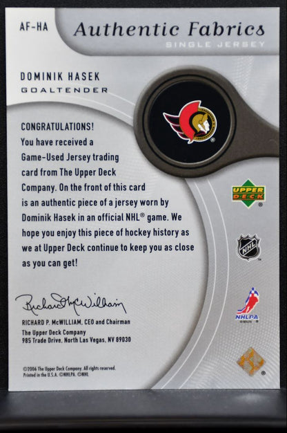 2005-06 SP Game Used Authentic Fabrics Dominik Hasek AF-HA Senators Jersey 7016