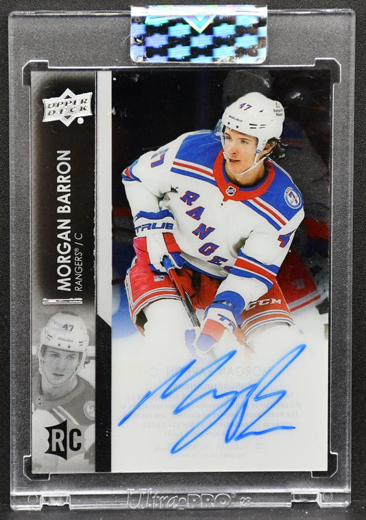 21-22 UD Clear Cut 2021-22 Base Set Morgan Barron CC-ON New York Rangers RC Auto 5679