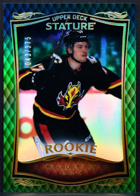 2023-24 Upper Deck Stature Rookie Green Connor Zary 37 Calgary Flames RC 043/375 9294