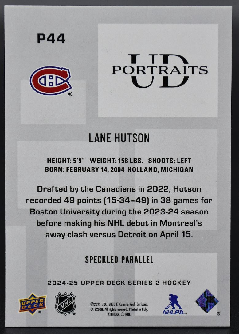 2024-25 UD Series 2 Lane Hutson P44 Montreal Canadiens
