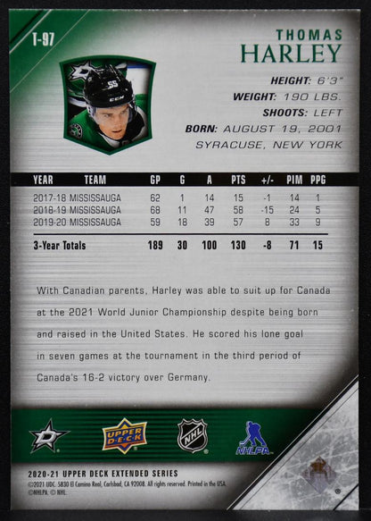 2020-21 Upper Deck 2005-06 Tribute Young Guns Thomas Harley T-97 Dallas Stars RC 5555