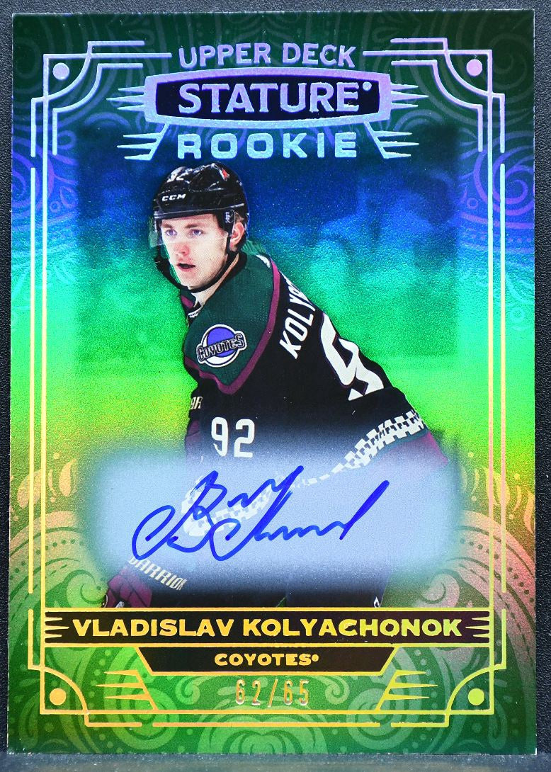2022-23 UD Stature Rookie Autographs Green Kolyachonok RC Auto 62/65 9008