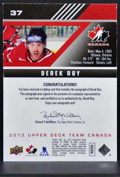 2013-14 Upper Deck Team Canada Gold Signatures Derek Roy 37 Canada Auto 0840