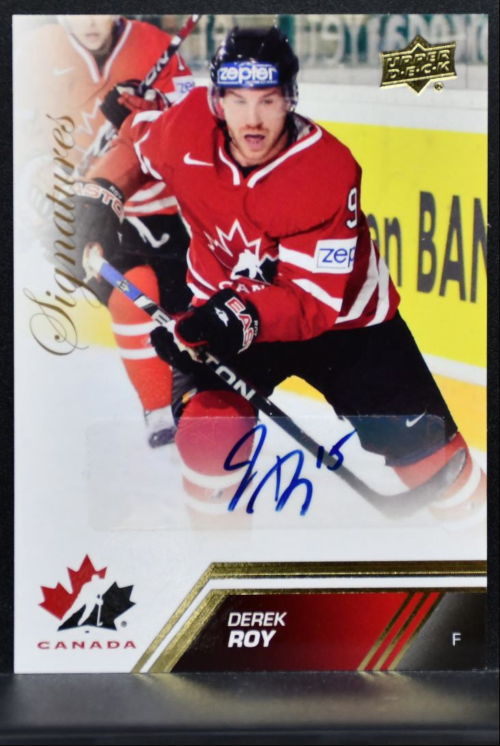 2013-14 Upper Deck Team Canada Gold Signatures Derek Roy 37 Canada Auto 0840