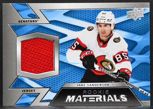 2022-23 Upper Deck Rookie Materials Jake Sanderson RM-SA RC Jersey 8586