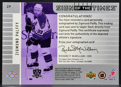 2001-02 SP Authentic Sign of the Times Zigmund Palffy ZP Kings Auto 7231