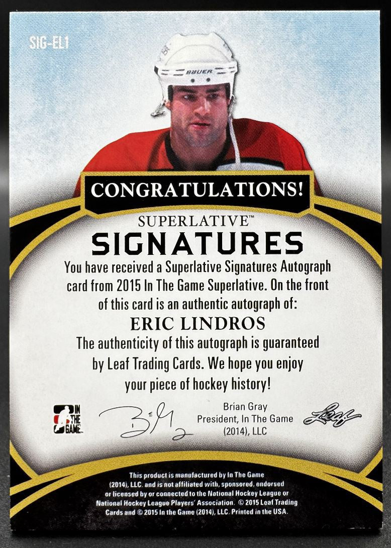 2015-16 Leaf In The Game Superlative Signatures Eric LindrosAuto /35