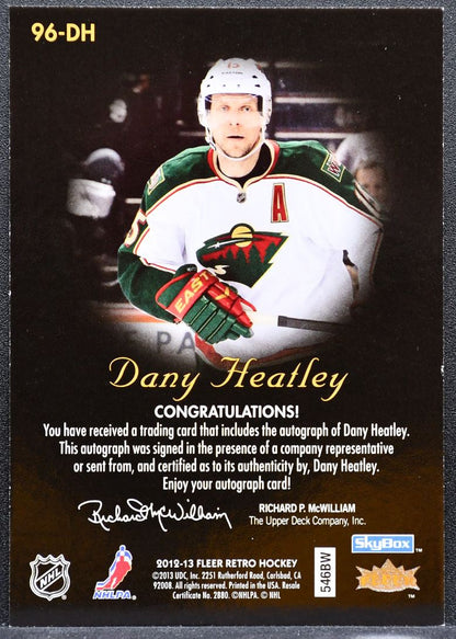 2012-13 Fleer Retro 1996-97 Skybox Autographics Dany Heatley Wild Auto 7257