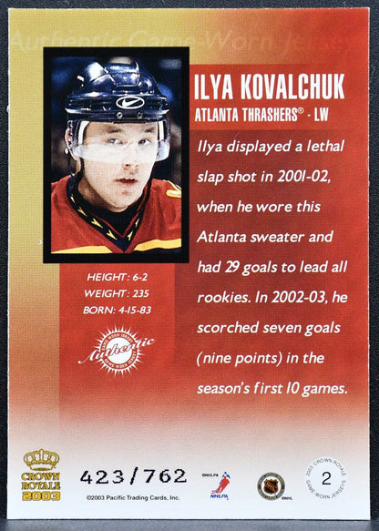 2003-04 Pacific Crown Royale Jersey Ilya Kovalchuk Thrashers 423/762 Jersey 5055