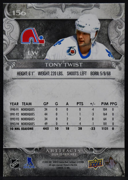 2024-25 Upper Deck Artifacts Gold Foilboard Tony Twist 156 Quebec Nordiques 1809