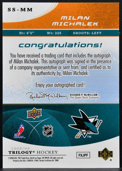 2008-09 Upper Deck Trilogy Superstar Scripts Milan Michalek SS-MM Auto 0701