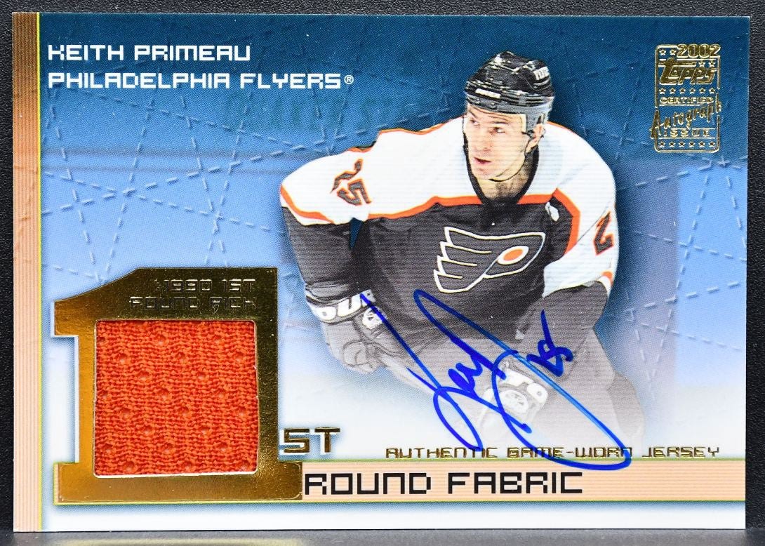 2002-03 Topps First Round Fabric Keith Primeau Flyers Auto Jersey 5937