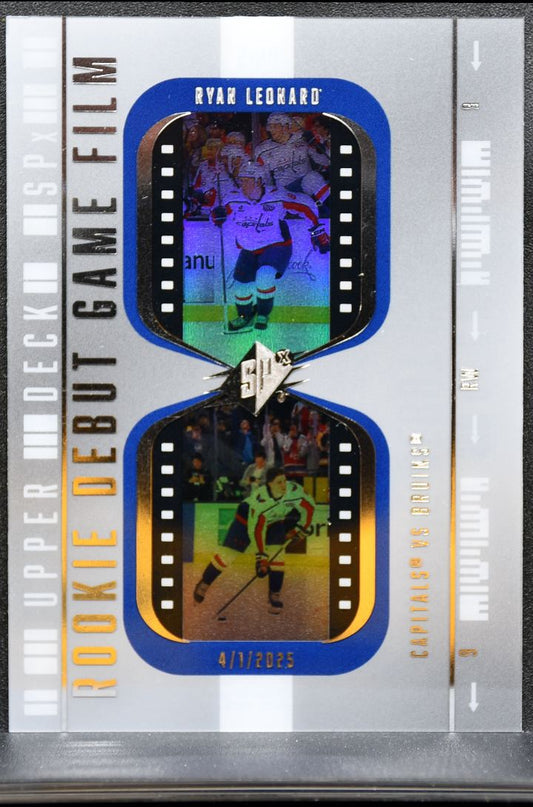 2025-26 UD Rookie Debut Game Film Ryan Leonard DN-5 Washington Capitals RC 0120