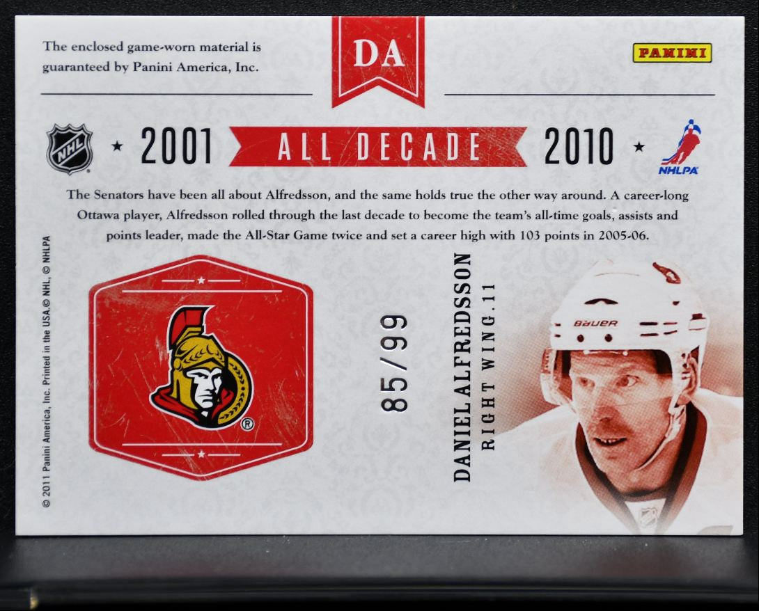 2010-11 Panini Dominion All Decade Jersey Alfredsson 85/99 Jersey 2951