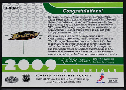 2009-10 OPC Materals Pronger/Perry/Giguere/Ryan Getzlaf J-DUCK Jersey