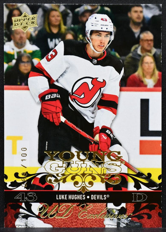 23-24 UD 08-09 Retro Young Guns UD Exclusives Hughes Devils RC /100 3575