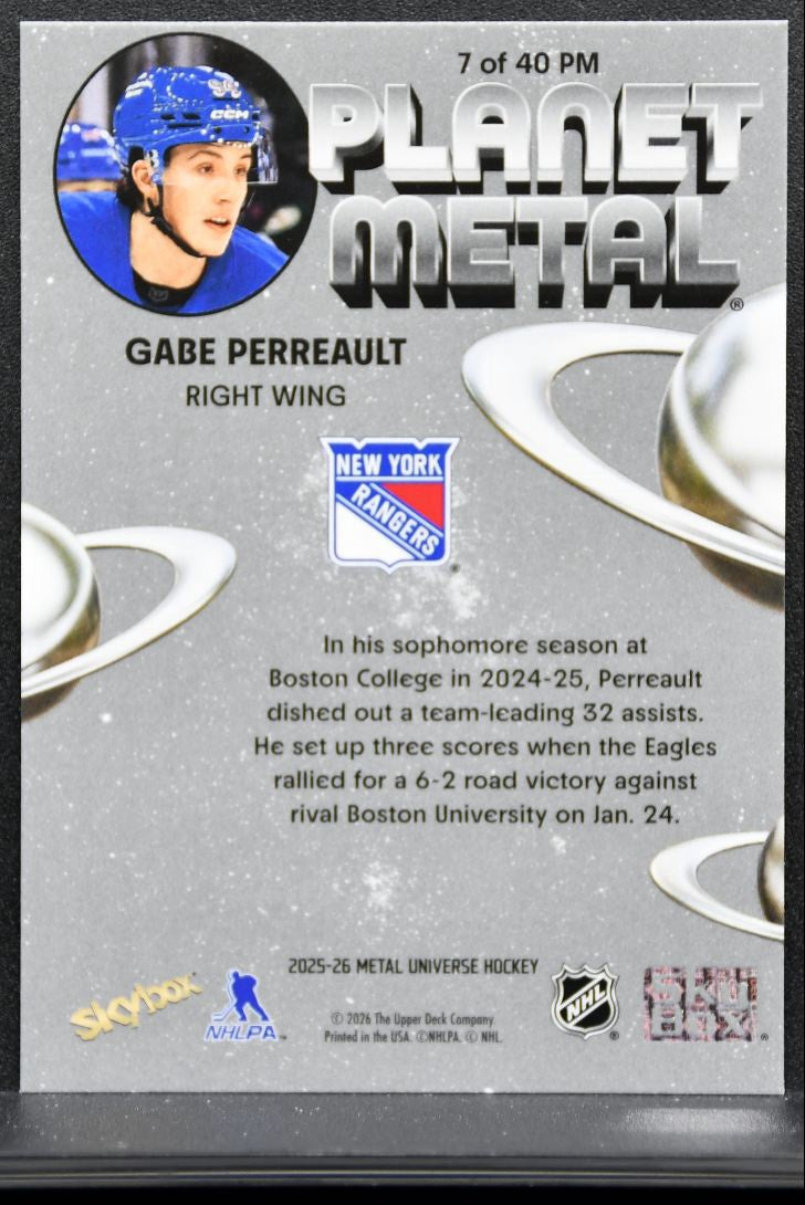 2025-26 Skybox Metal Universe Planet Metal Gabe Perreault Rangers RC 9904