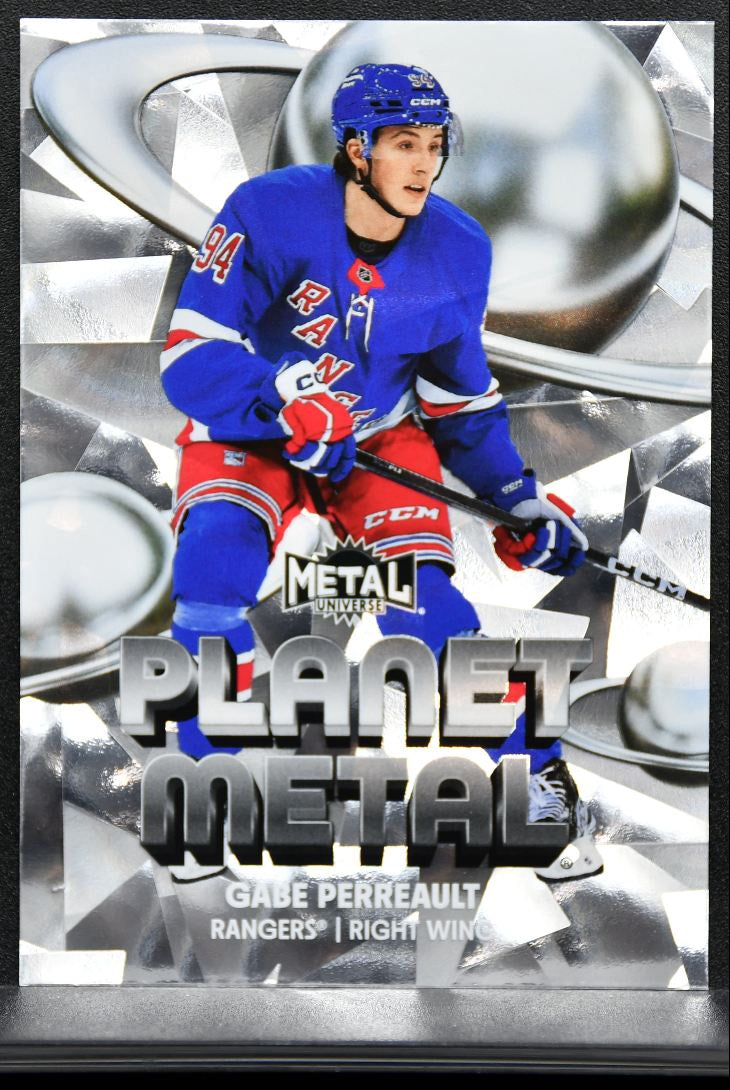 2025-26 Skybox Metal Universe Planet Metal Gabe Perreault Rangers RC 9904