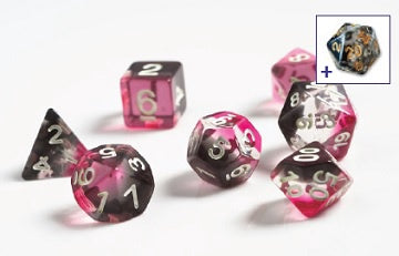 Sirius Dice Translucent Pink, Clear, Black Resin 7-die Set