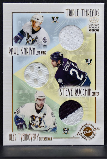 2001-02 Pacific CR Triple Threads Kariya/Rucchin/Tverdovsky Jersey 2332