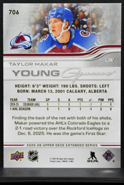 2025-26 Upper Deck Extended Series Young Guns Taylor Makar 706 Avalanche RC 8914