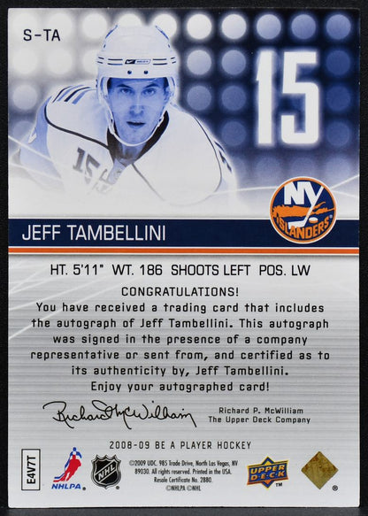 2008-09 UD Be a Player Signatures Jeff Tambellini S-TA Islanders Auto 2704