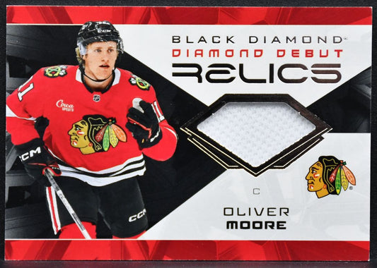 2025-26 UD Black Diamond Debut Relics Oliver Moore Chicago Blackhawks RC Jersey 3828