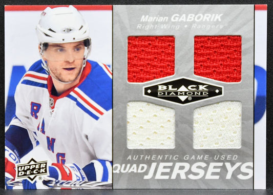 2010-11 Upper Deck Black Diamond Jerseys Quad Marian Gaborik Rangers Jersey 6814