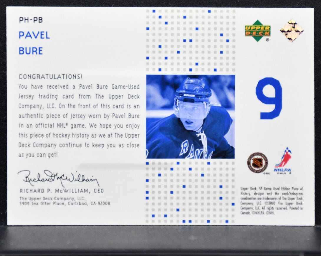 2003-04 SP Game Used Piece of History Pavel Bure Rangers 120/225 Jersey 4671