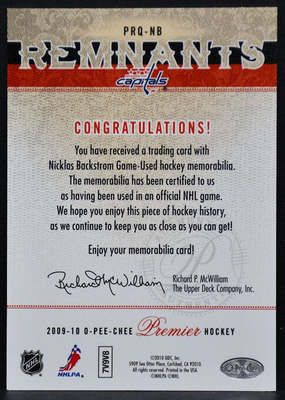 09-10 OPC Premier Remnants Quad Game-Used Jerseys Nicklas Backstrom Capitals /25 3507