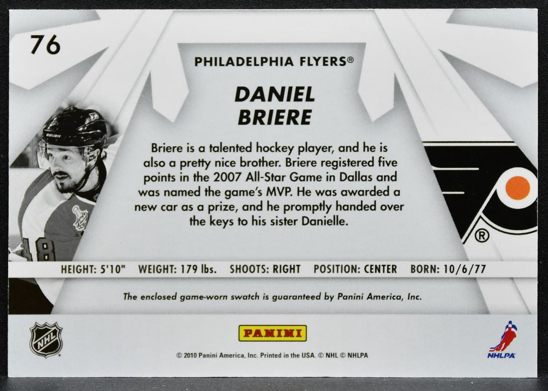 2010-11 Donruss Boys of Winter Daniel Briere 76 Philadelphia Flyers Jersey 9325