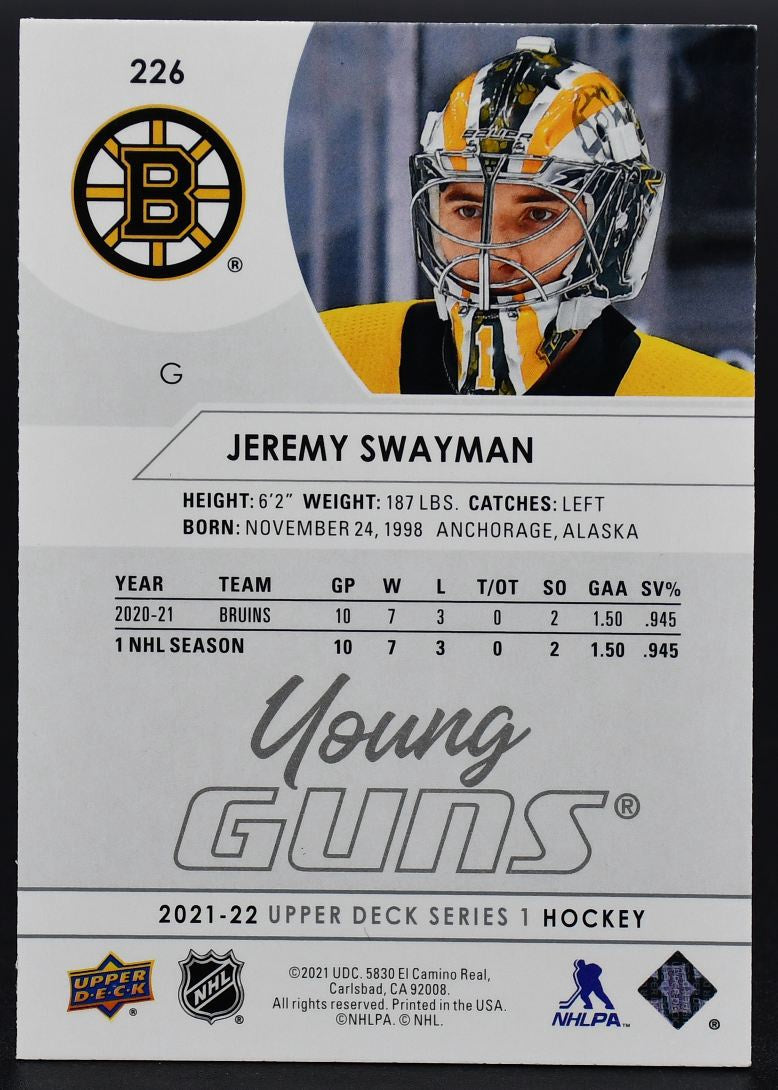 2021-22 UD Series 1 Jeremy Swayman 226 Boston Bruins RC