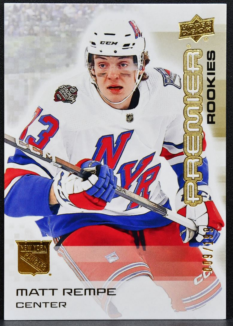 2024-25 Upper Deck Premier Rookies Gold Matt Rempe 112 Rangers RC 009/199 6029