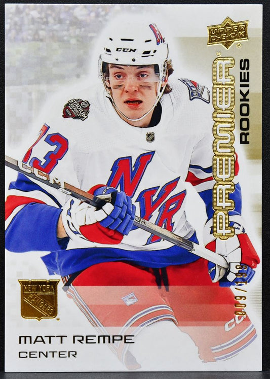 2024-25 Upper Deck Premier Rookies Gold Matt Rempe 112 Rangers RC 009/199 6029