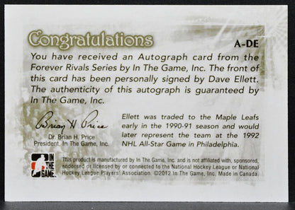 2012-13 In The Game Forever Rivals Autographs Dave Ellett Maple Leafs Auto 6883