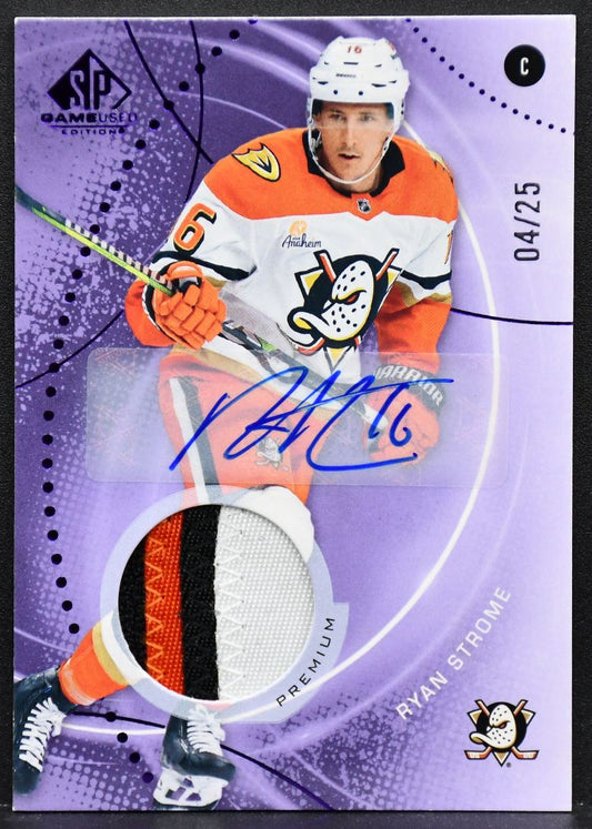 2025-26 SP Game Used Purple Auto Premium Memorabilia Ryan Strome Ducks /25 Patch 4962