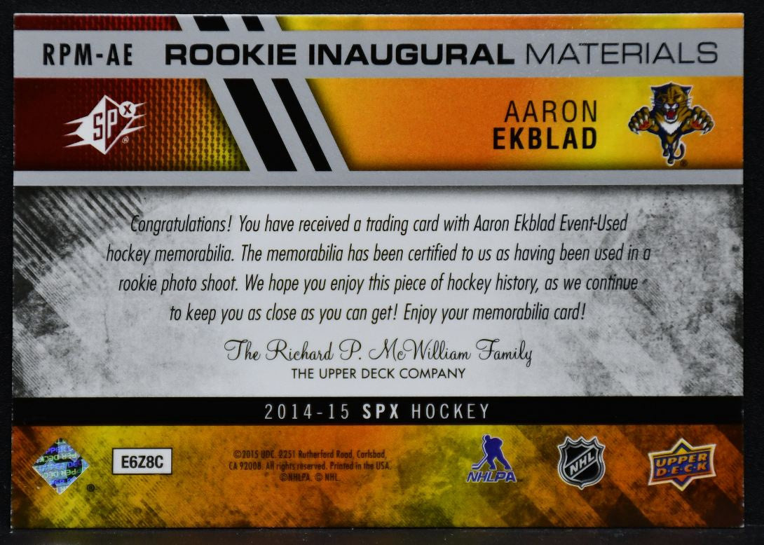 2014-15 SPx Aaron Ekblad RPM-AE Florida Panthers RC Jersey