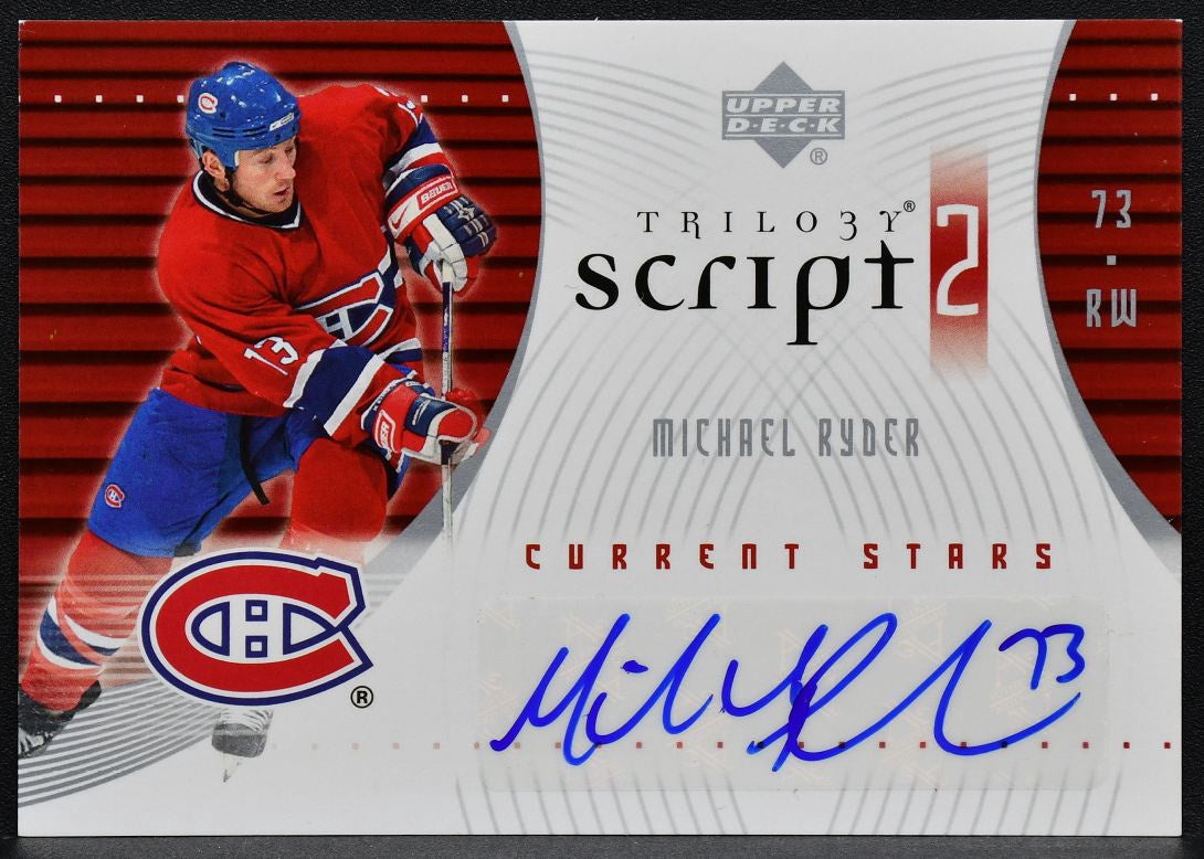 2007-08 Upper Deck Trilogy Script 2 Michael Ryder S2-MR Canadiens Auto 2360