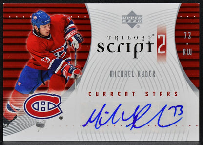 2007-08 Upper Deck Trilogy Script 2 Michael Ryder S2-MR Canadiens Auto 2360