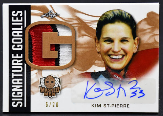 2017-18 Leaf Masked Men Signature Goalies Kim St-Pierre SG-KSP Auto 6/20 Patch