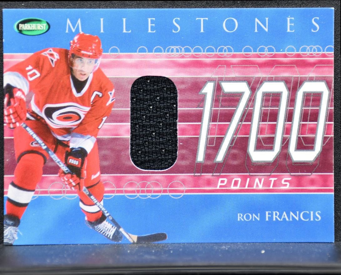 2001-02 Parkhurst Milestones 1700 Points Jersey Francis Hurricanes Jersey 2959