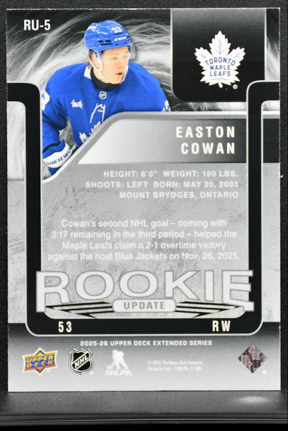 2025-26 UD Extended Series Rookie Update Easton Cowan RC 1299/1999 9010
