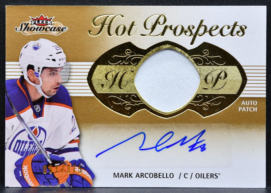 2013-14 Fleer Showcase Hot Prospects Mark Arcobello 152 Oilers RC Auto 7477