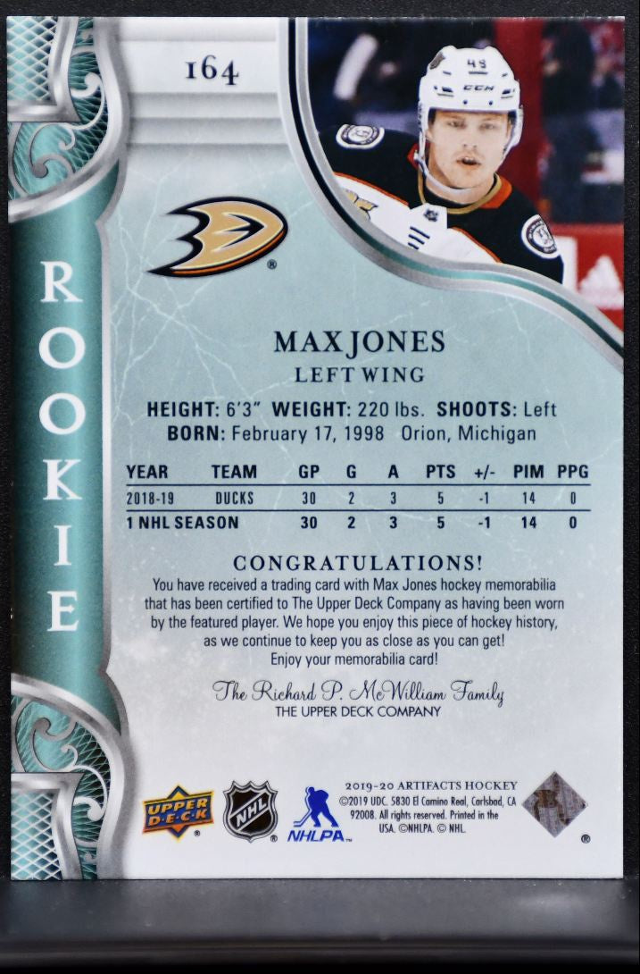 2019-20 UD Artifacts Horizontal Materials Gold Jones RC 101/199 Jersey 6156