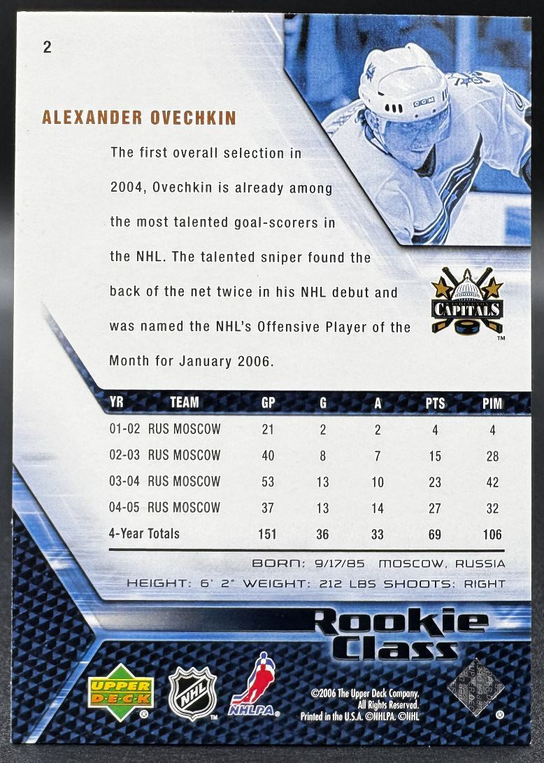 2005-06 UD Rookie Class Box Set Alexander Ovechkin 2 Washington Capitals RC