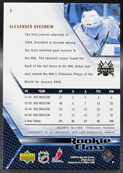 2005-06 UD Rookie Class Box Set Alexander Ovechkin 2 Washington Capitals RC