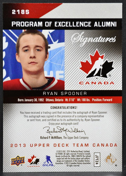 2013-14 UD Team Canada Spooner Team Canada Auto 148/175 9789