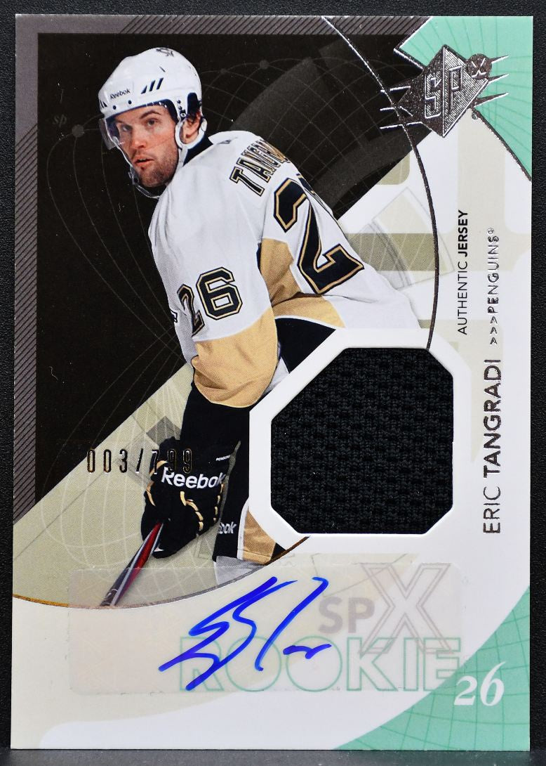 2010-11 SPx Rookie Jersey Auto Eric Tangradi RC Auto 003/799 Jersey 1896